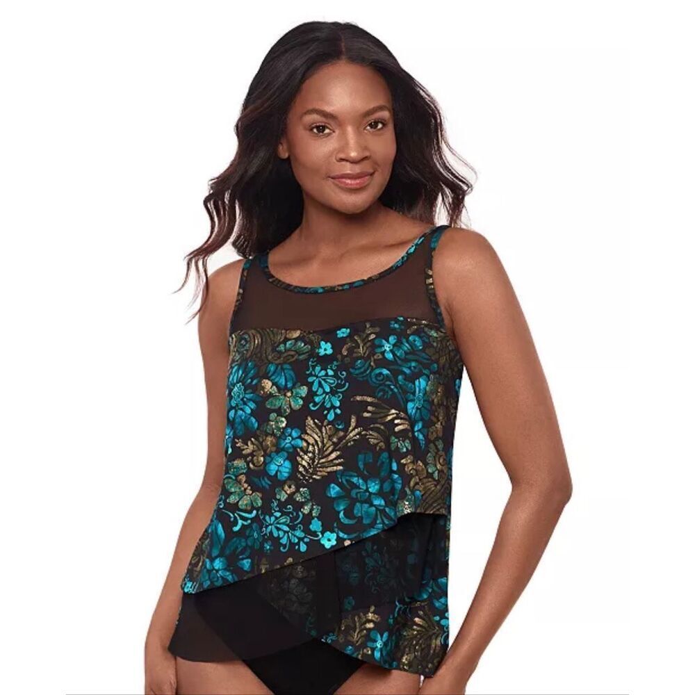 Miraclesuit Flor De Mare Mirage Underwired Tankini Top Black 10
